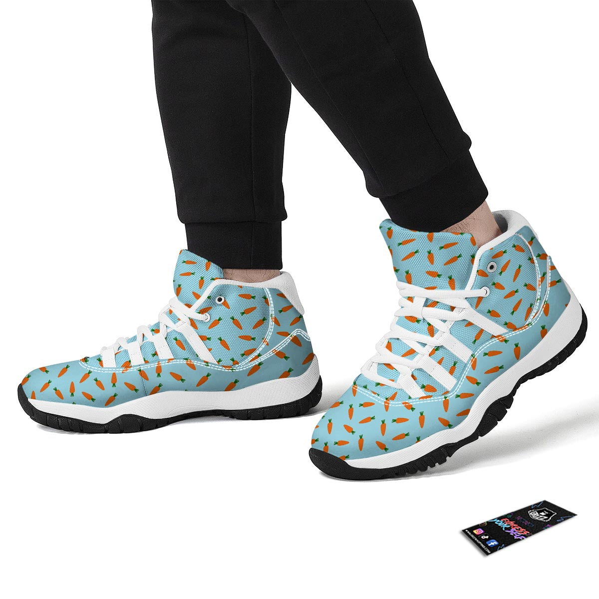 Pattern Print Carrot White Bball Shoes-grizzshop