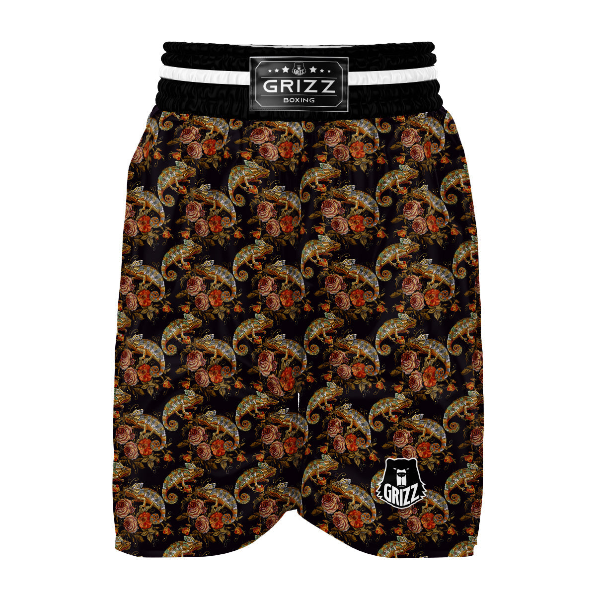 Pattern Print Chameleon Boxing Shorts-grizzshop