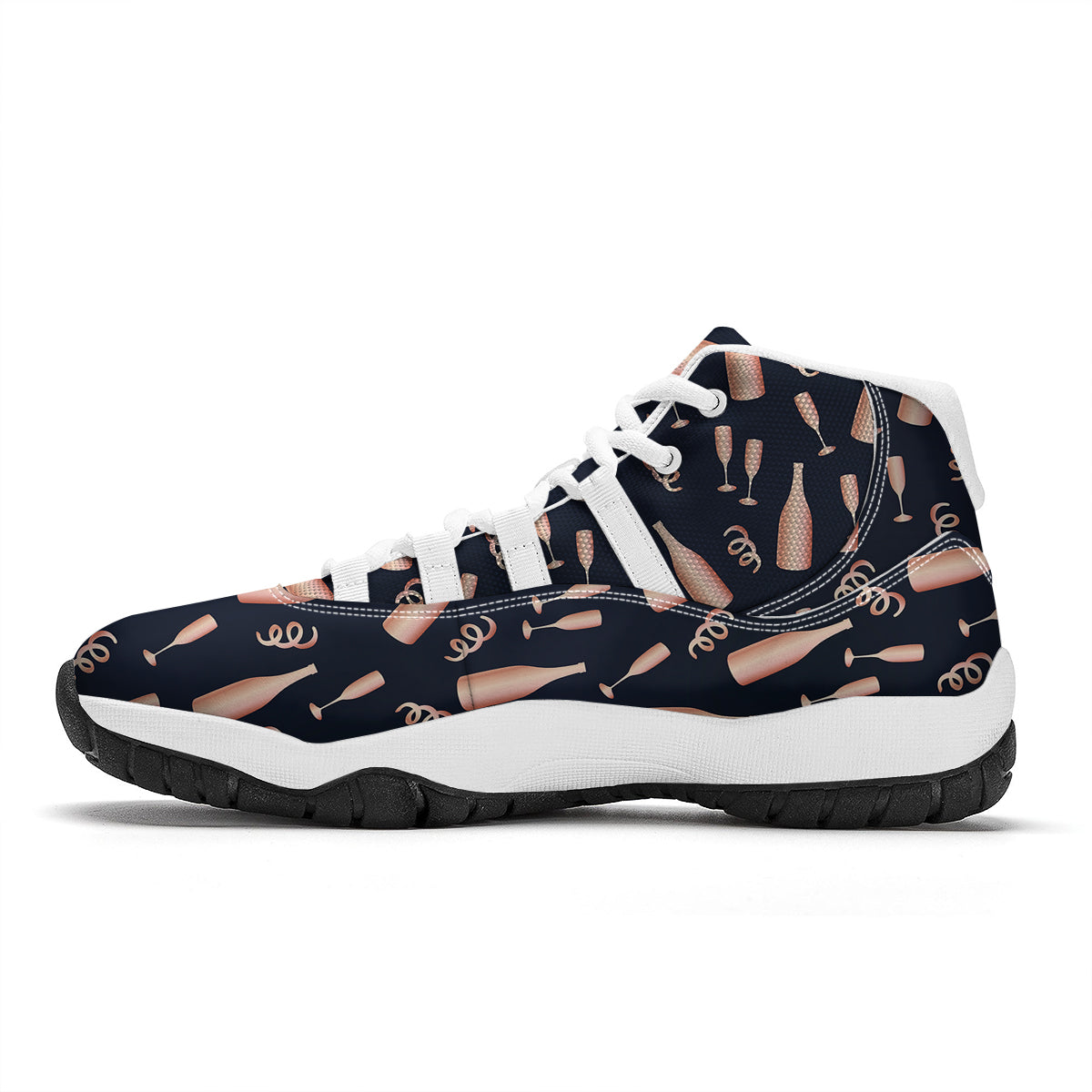 Pattern Print Champagne White Bball Shoes-grizzshop