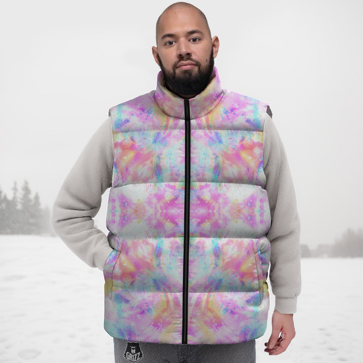 Pattern Print Chemistry Science Down Vest-grizzshop