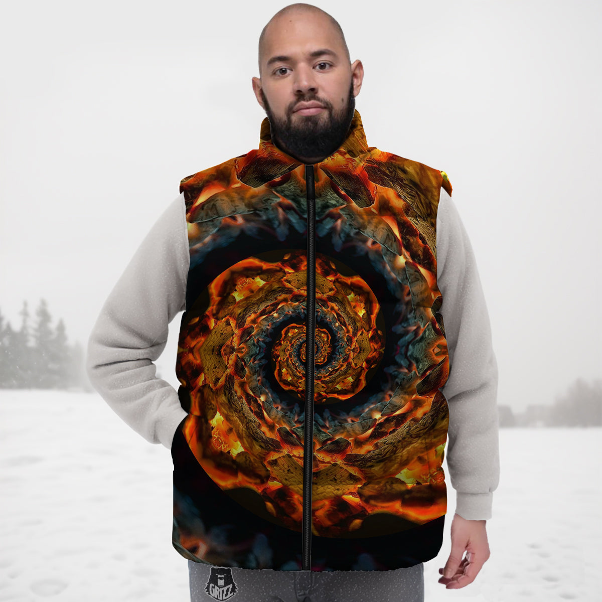 Pattern Print Chihuahua Down Vest