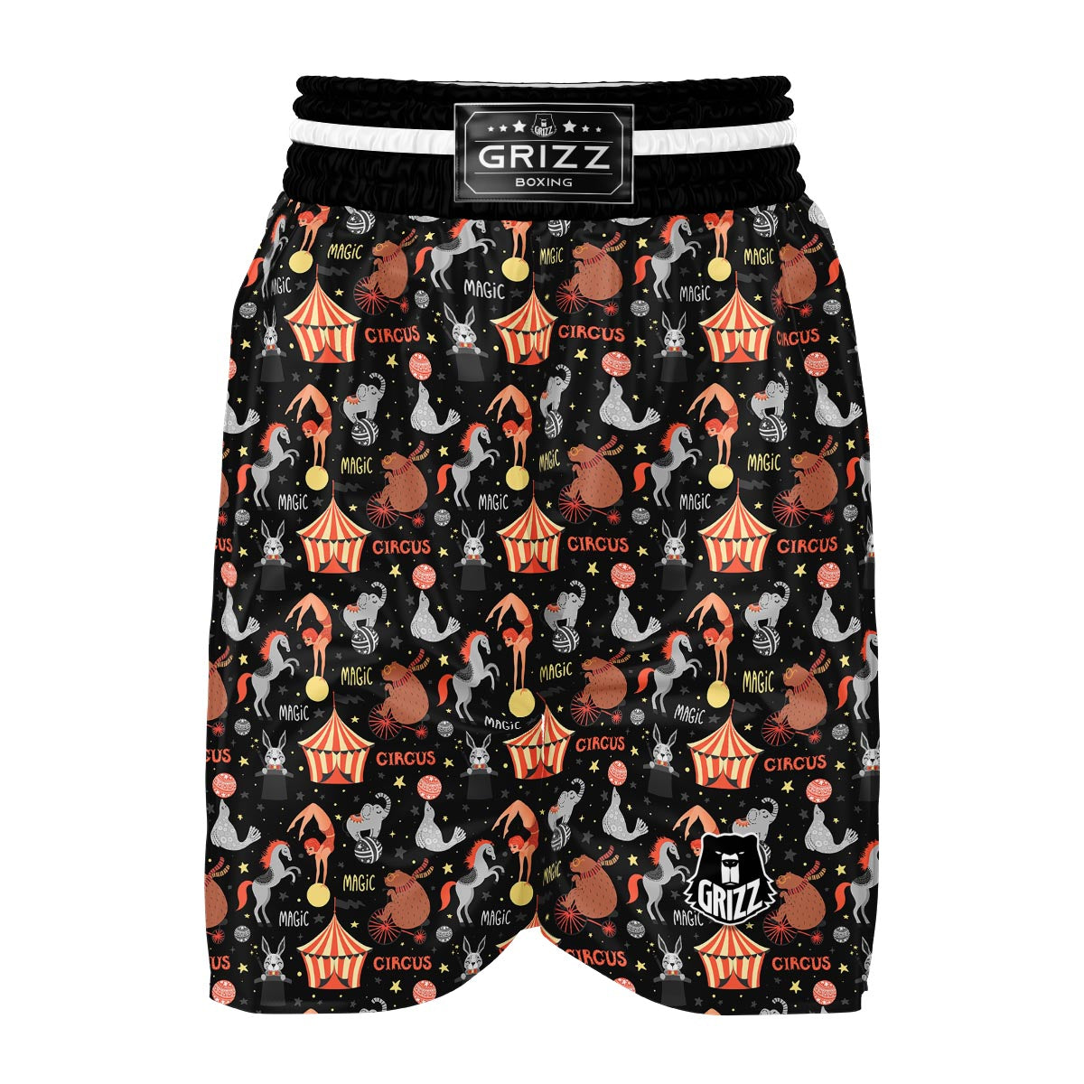 Pattern Print Circus Boxing Shorts-grizzshop