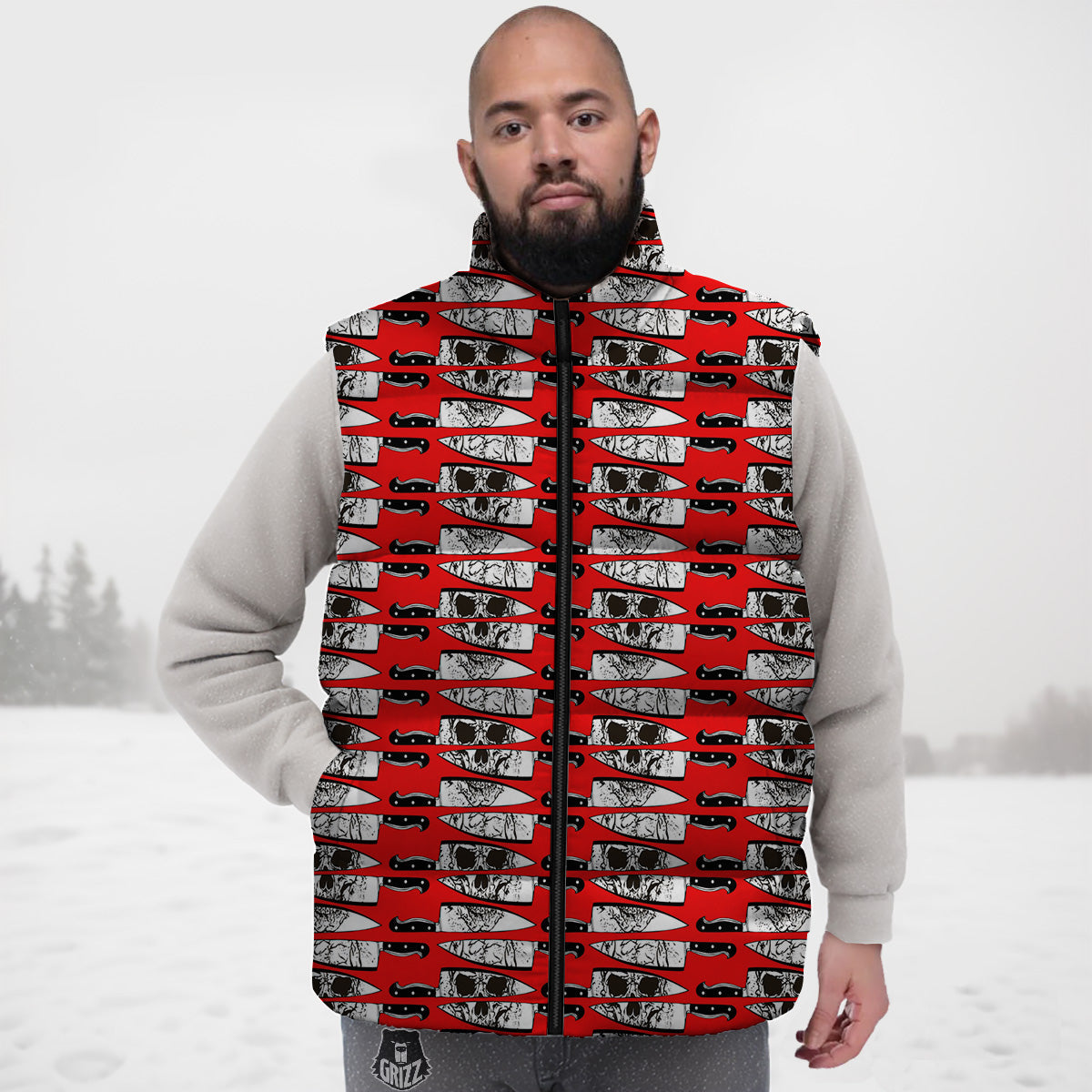 Pattern Print Colorful Donut Down Vest-grizzshop