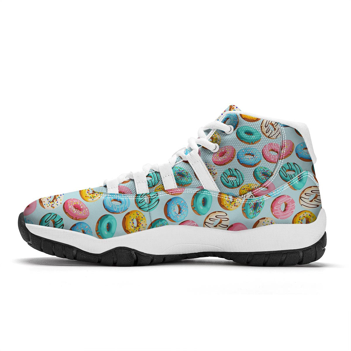 Pattern Print Colorful Donut White Bball Shoes-grizzshop