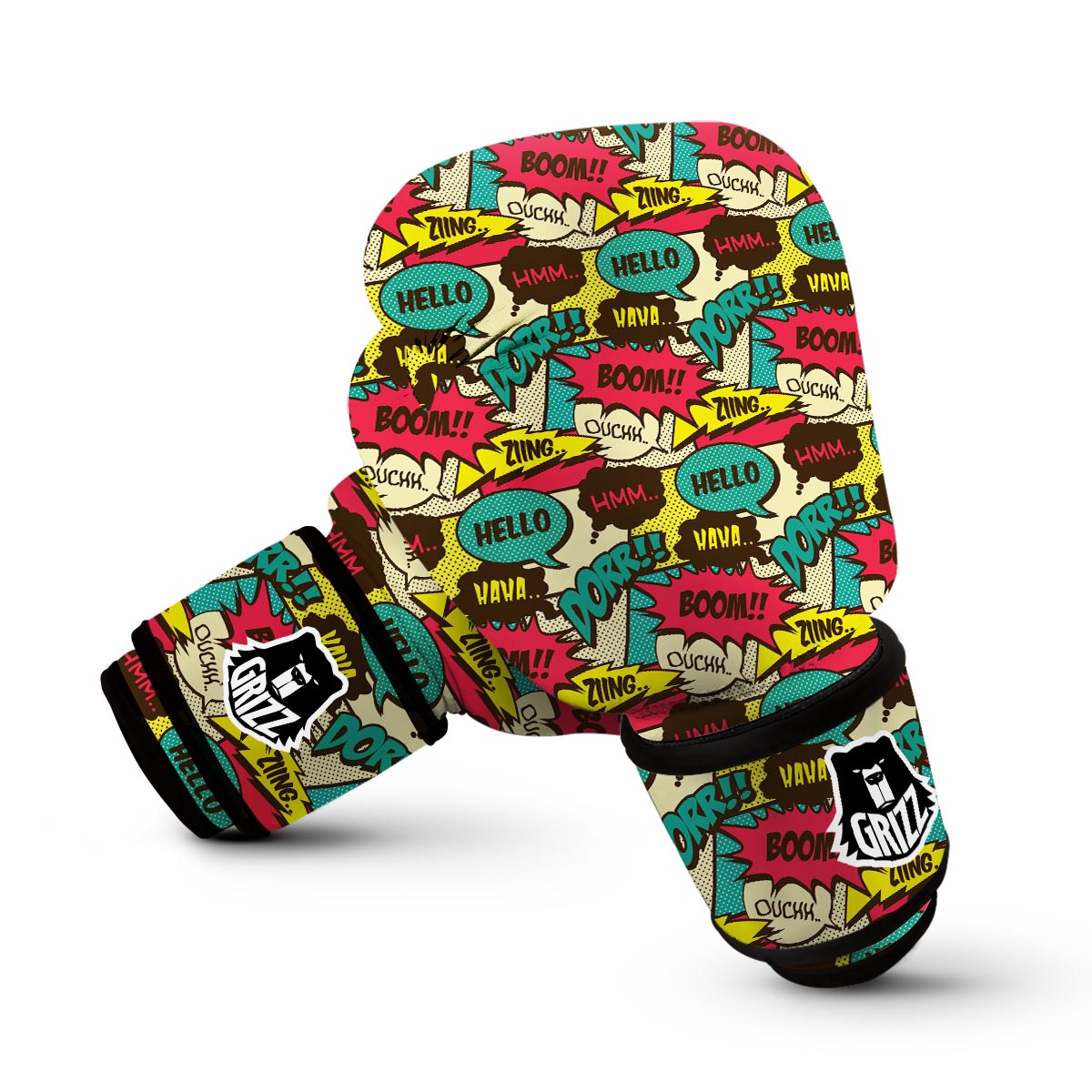 Pattern Print Comic Book Strip Boxing Gloves-grizzshop