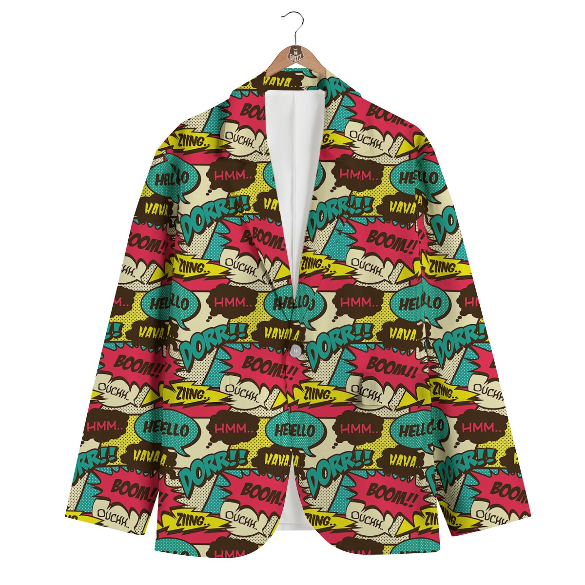Pattern Print Comic Book Strip Men's Blazer-grizzshop