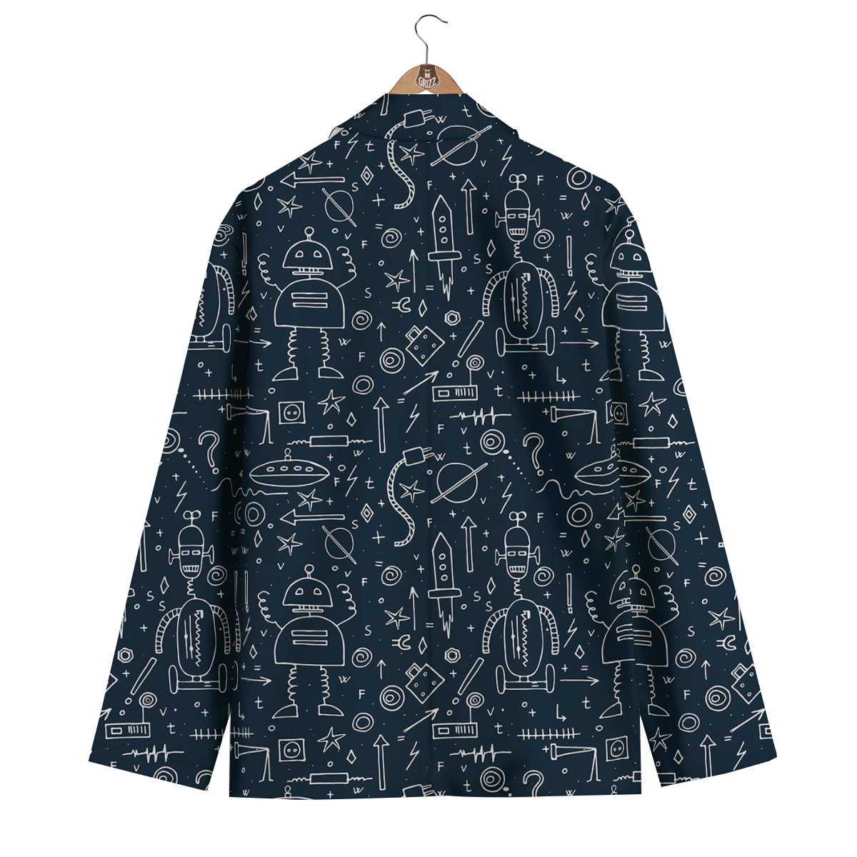 Pattern Print Cyborg Robot Men's Blazer-grizzshop