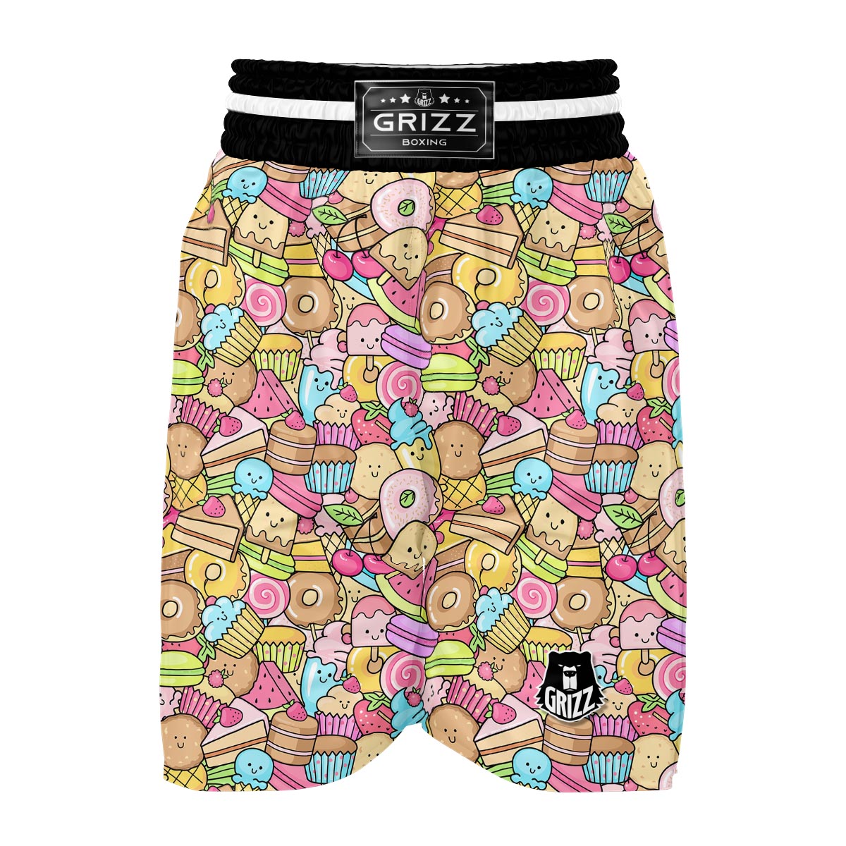 Pattern Print Dessert Cupcake Boxing Shorts-grizzshop