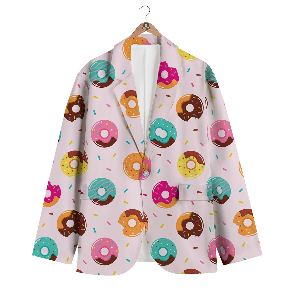 Pattern Print Donut Men's Blazer-grizzshop