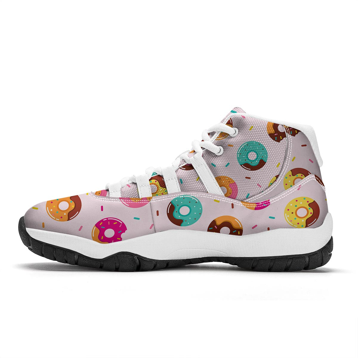 Pattern Print Donut White Bball Shoes-grizzshop