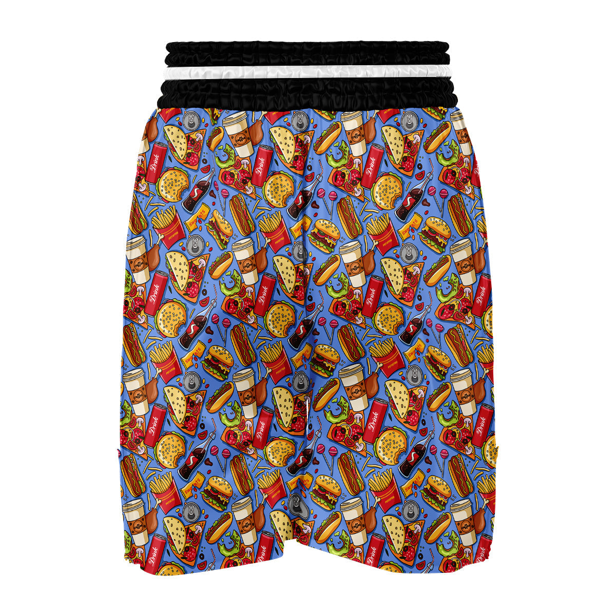 Pattern Print Fastfood Boxing Shorts-grizzshop