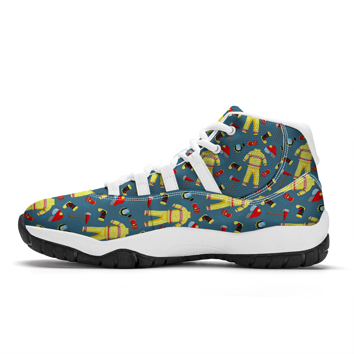 Pattern Print Firefighter White Bball Shoes-grizzshop