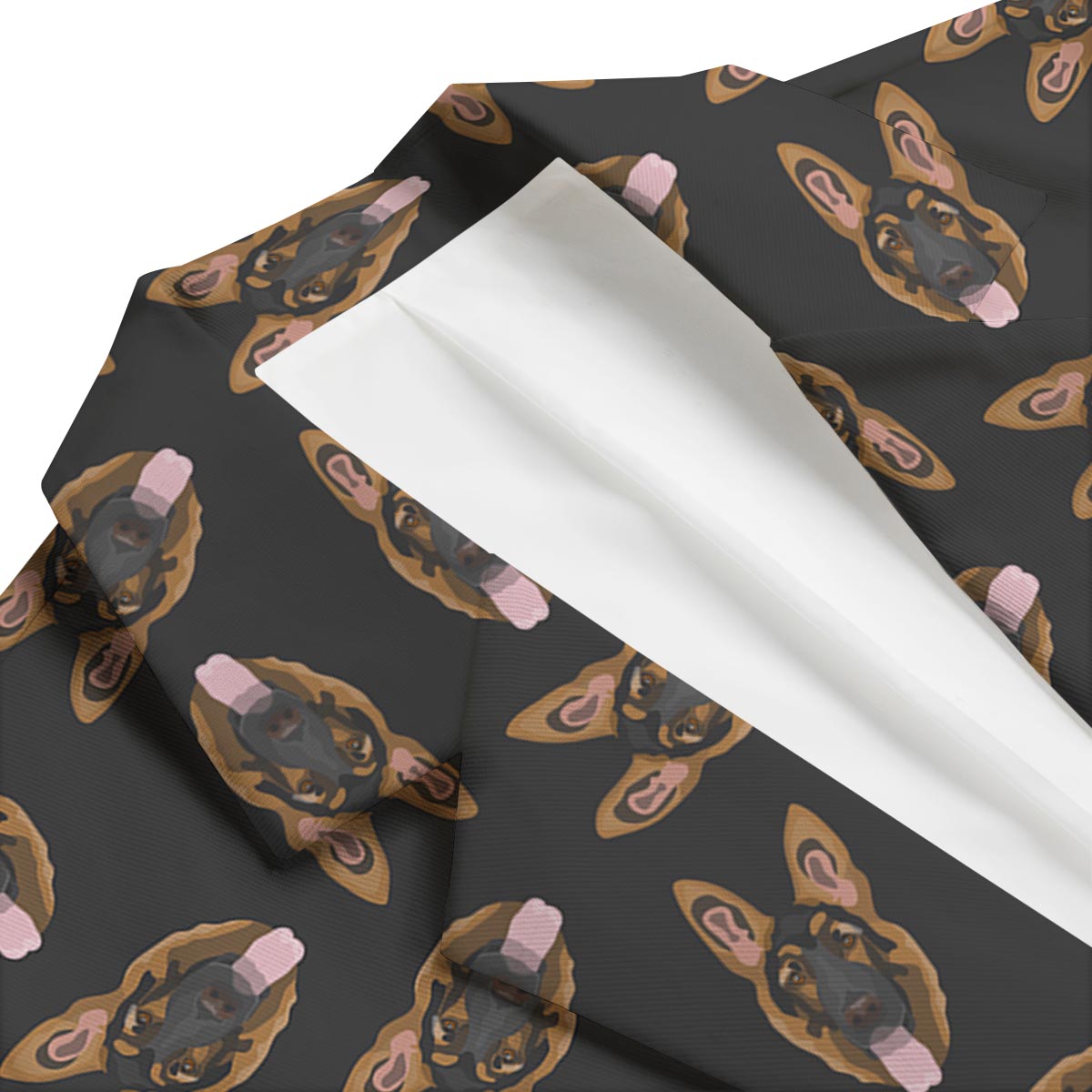 Pattern Print German Shepherd Men's Blazer-grizzshop