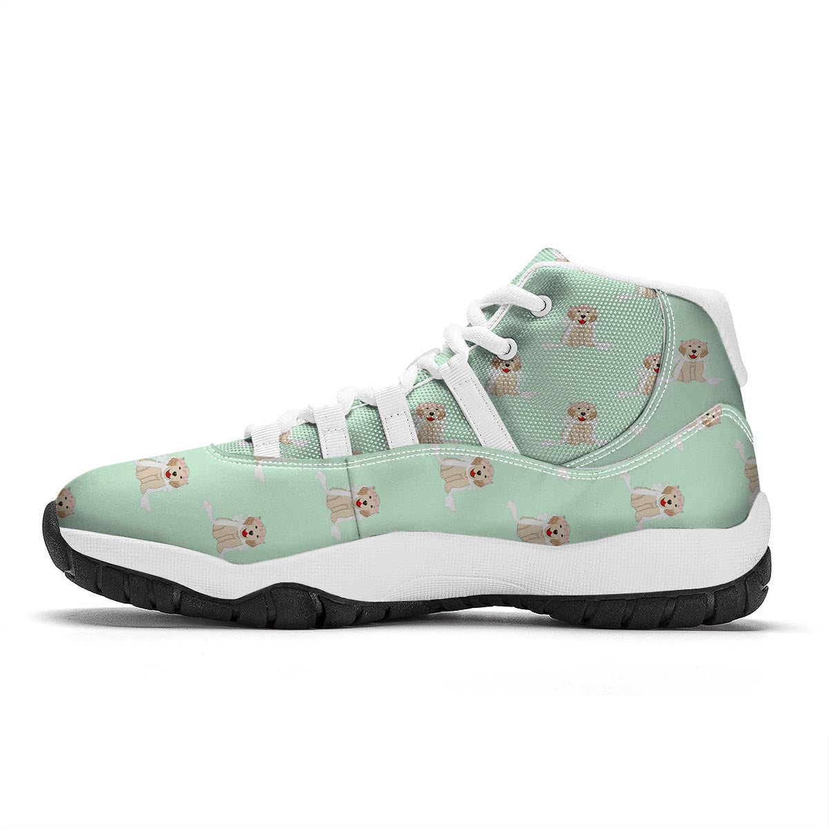 Pattern Print Golden Retriever White Bball Shoes-grizzshop