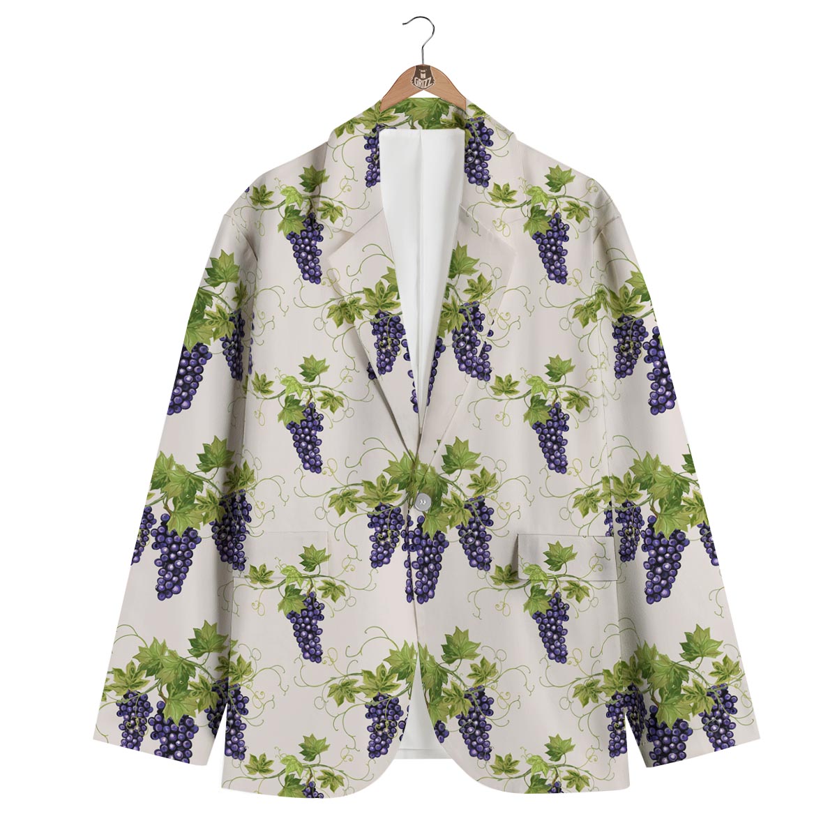 Pattern Print Grape Wine Men's Blazer-grizzshop