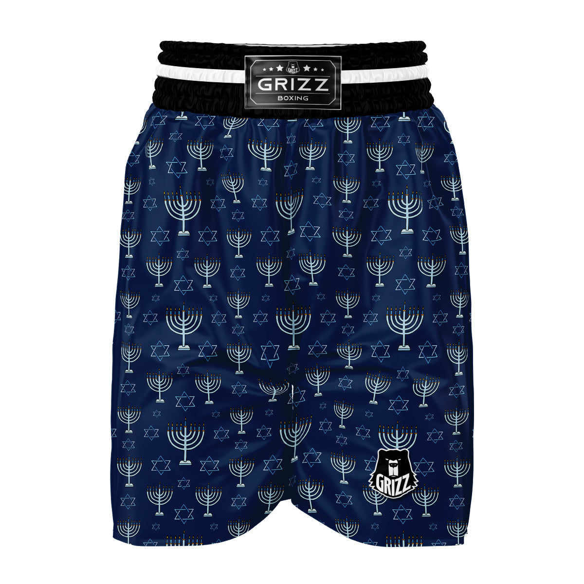 Pattern Print Hanukkah Boxing Shorts-grizzshop