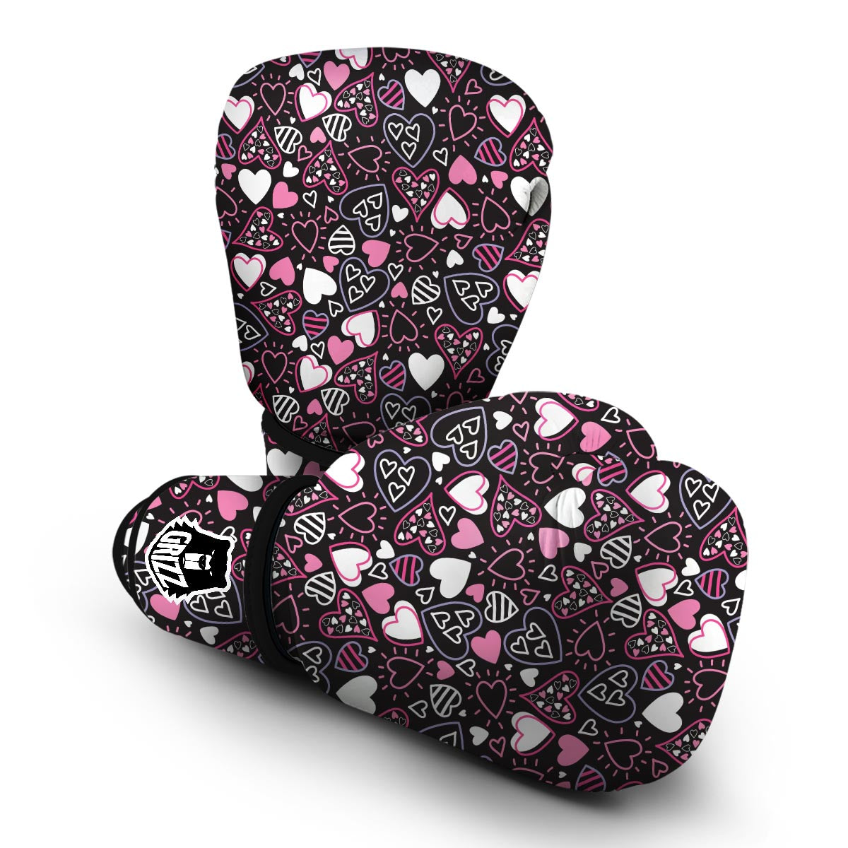 Pattern Print Heart Boxing Gloves-grizzshop