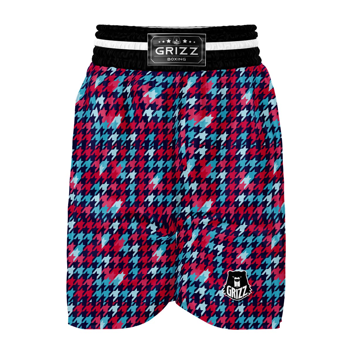 Pattern Print Houndstooth Boxing Shorts-grizzshop