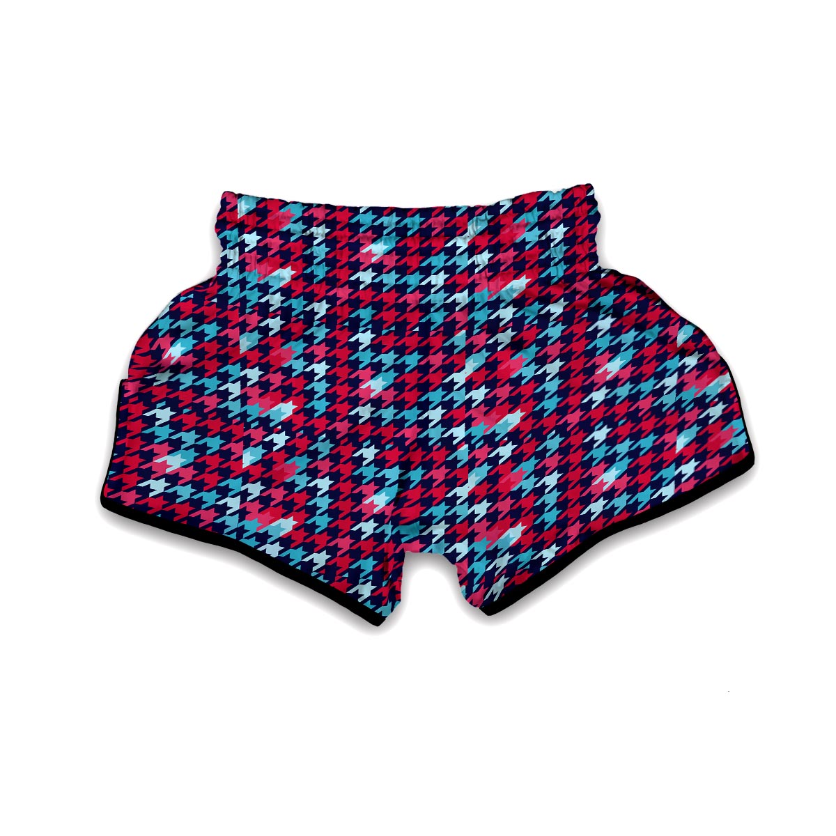 Pattern Print Houndstooth Muay Thai Boxing Shorts-grizzshop