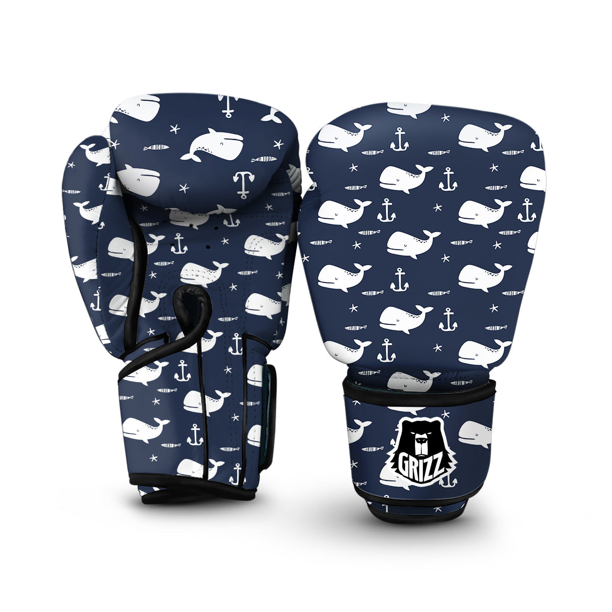 Pattern Print Humpback Whale Boxing Gloves-grizzshop