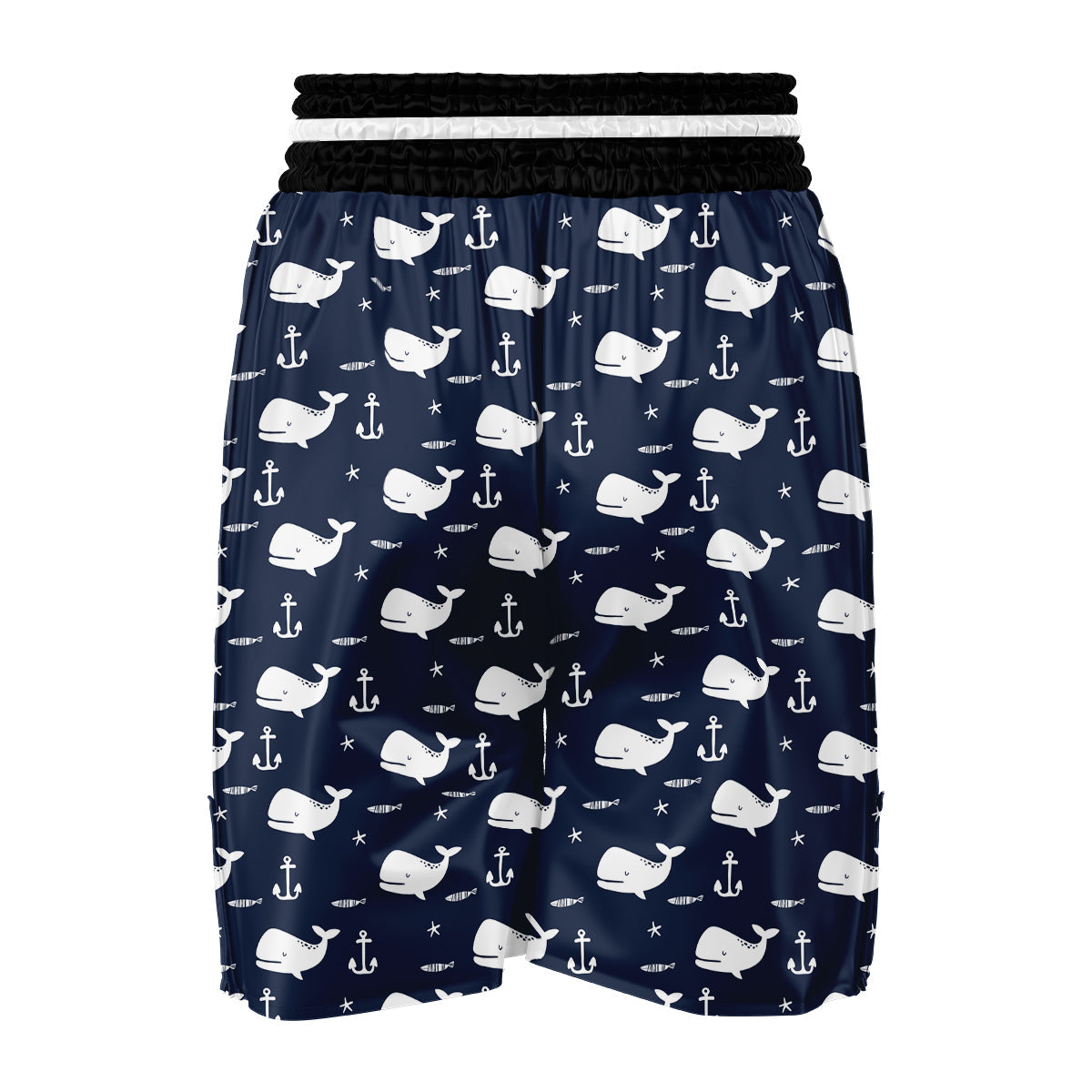 Pattern Print Humpback Whale Boxing Shorts-grizzshop