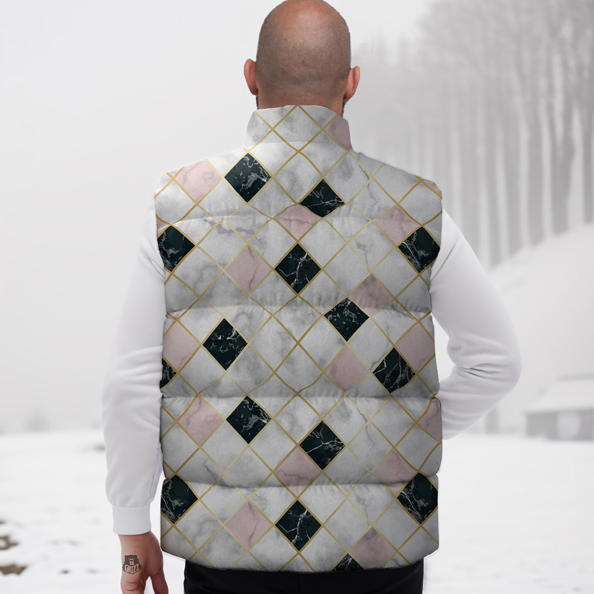 Pattern Print Jellyfish Down Vest-grizzshop
