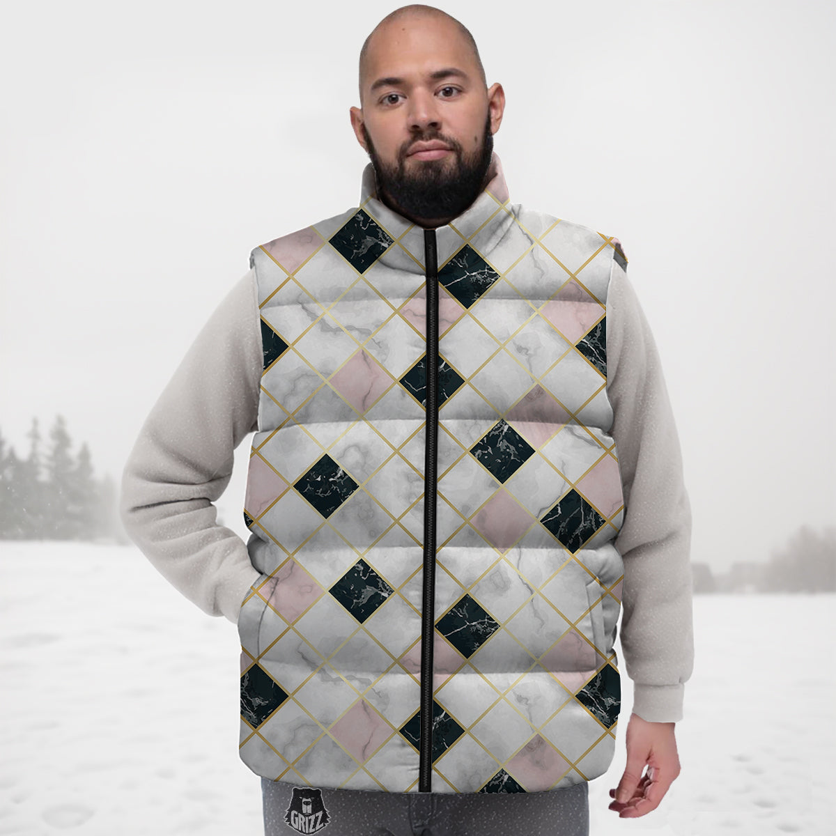 Pattern Print Jellyfish Down Vest-grizzshop