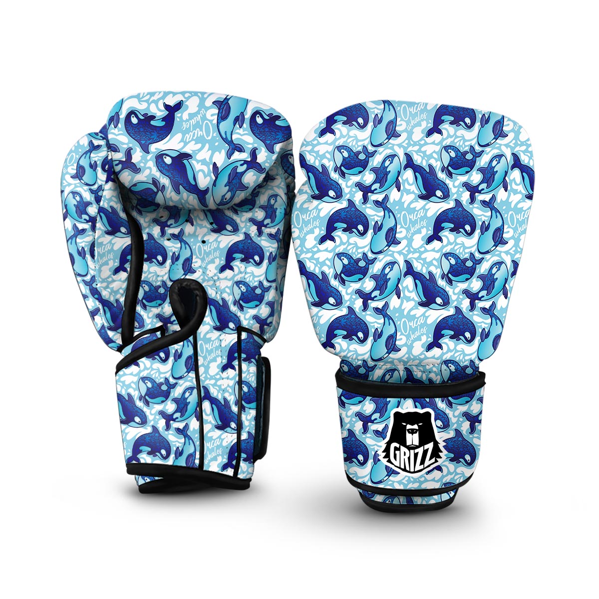 Pattern Print Killer Whale Orca Boxing Gloves-grizzshop
