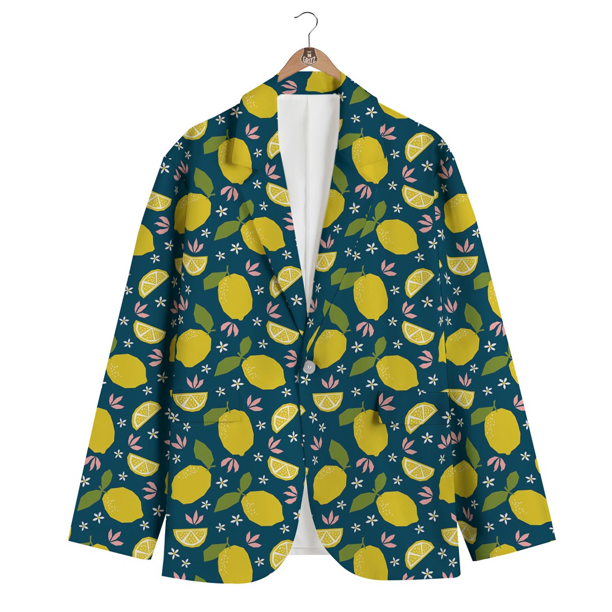 Pattern Print Lemon Men's Blazer-grizzshop