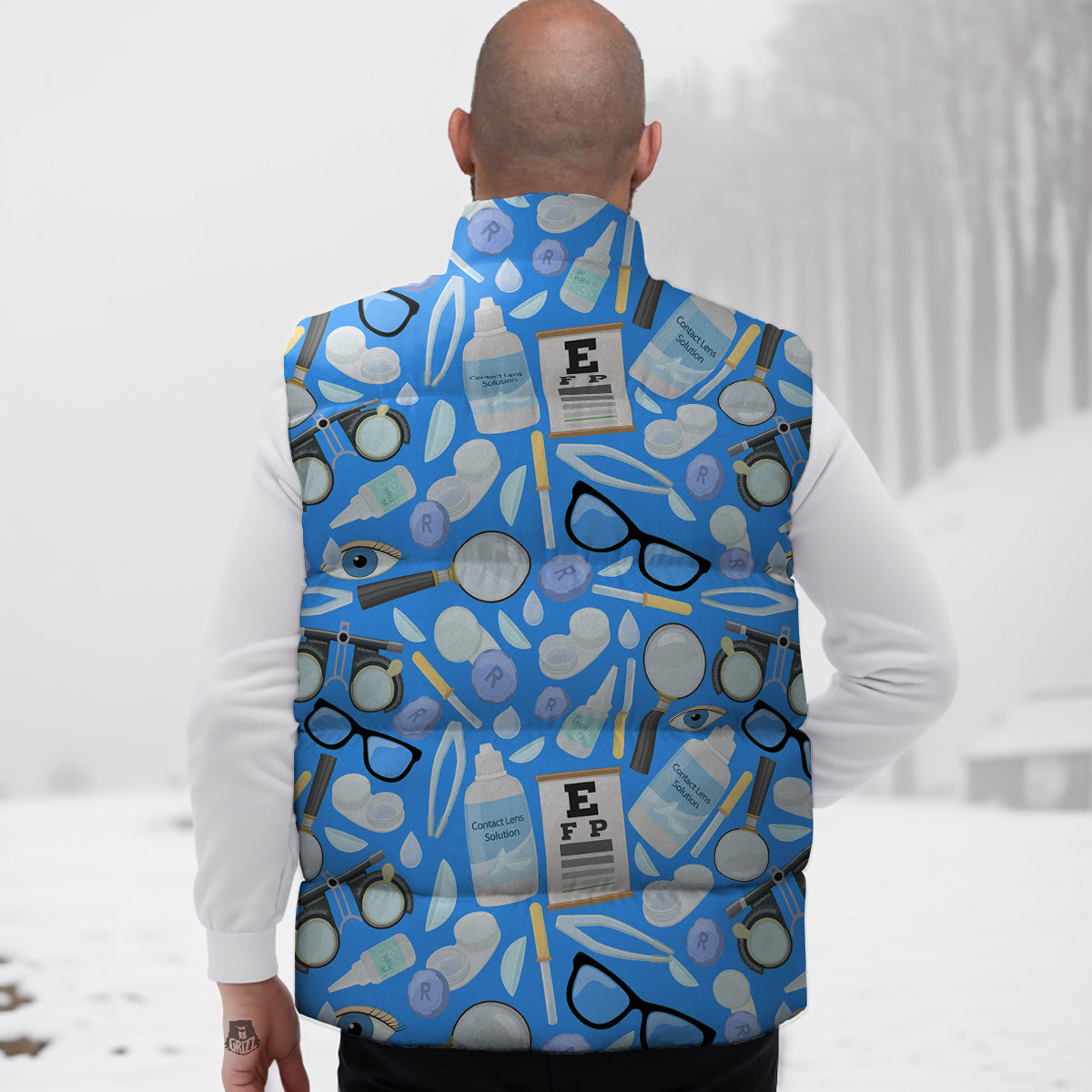 Pattern Print Lizard Down Vest-grizzshop