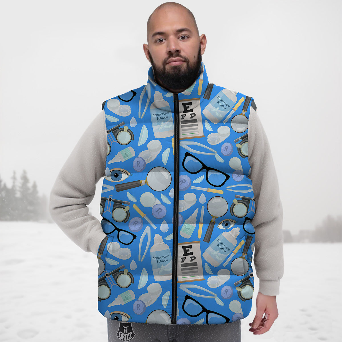Pattern Print Lizard Down Vest-grizzshop