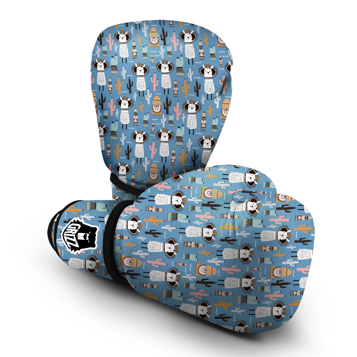 Pattern Print Llama Cactus Boxing Gloves-grizzshop