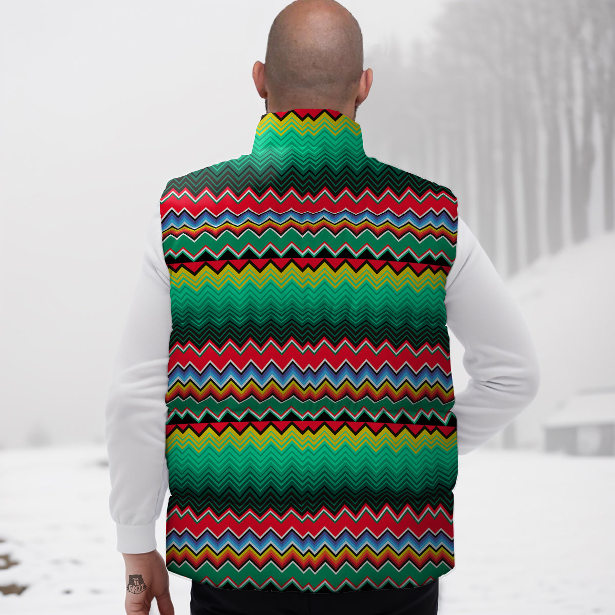 Pattern Print Llama Cactus Down Vest-grizzshop