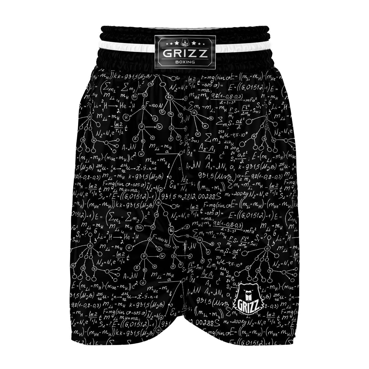 Pattern Print Math Boxing Shorts-grizzshop