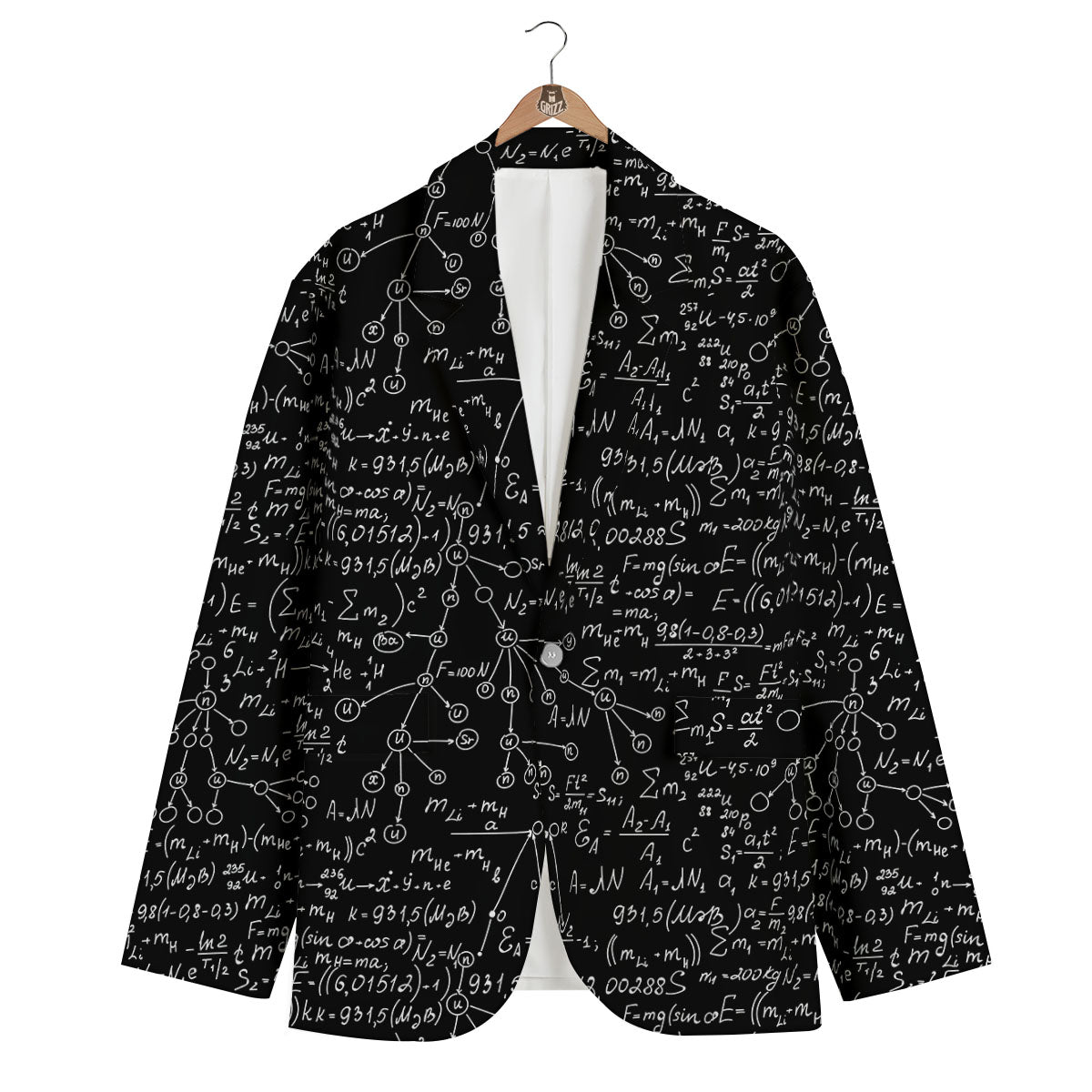 Pattern Print Math Men's Blazer-grizzshop
