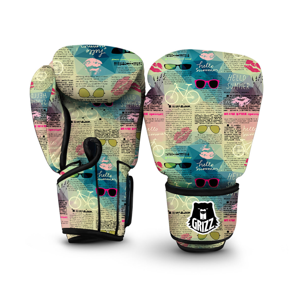 Green White And Navy Argyle Print Pattern Boxing Gloves