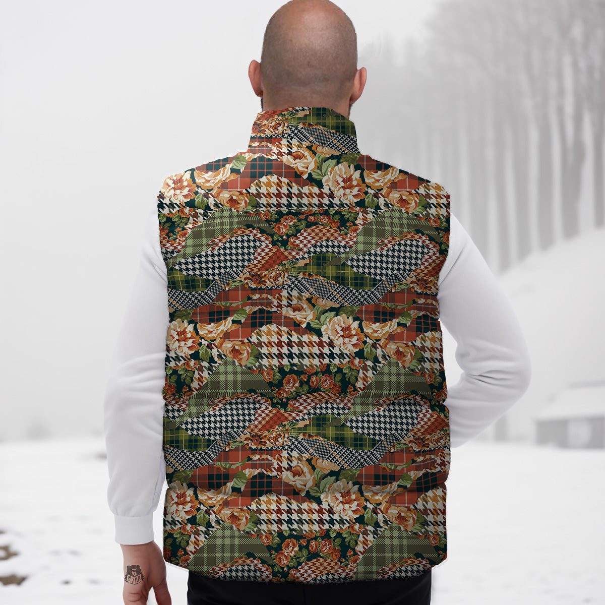 Pattern Print Otter Down Vest-grizzshop