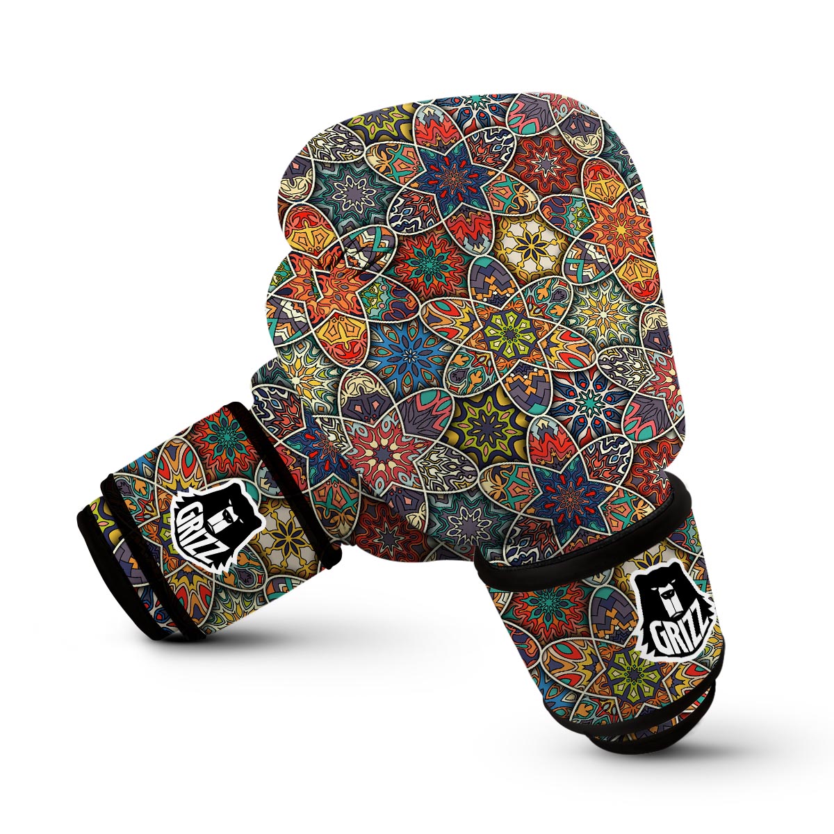 Pattern Print Patchwork Boxing Gloves-grizzshop