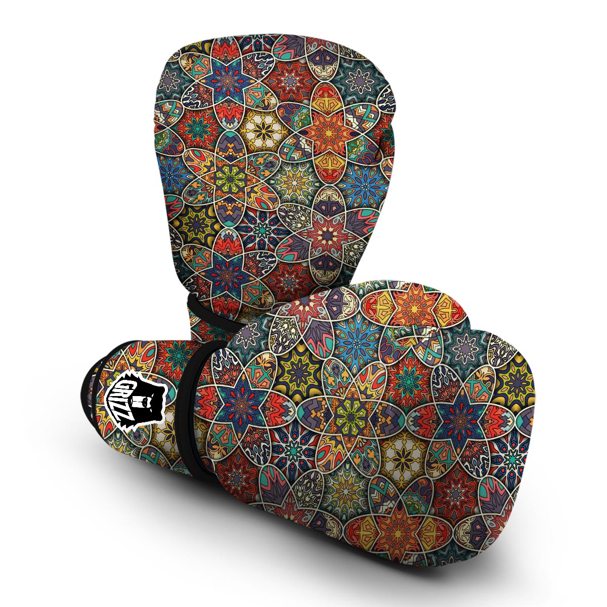 Pattern Print Patchwork Boxing Gloves-grizzshop
