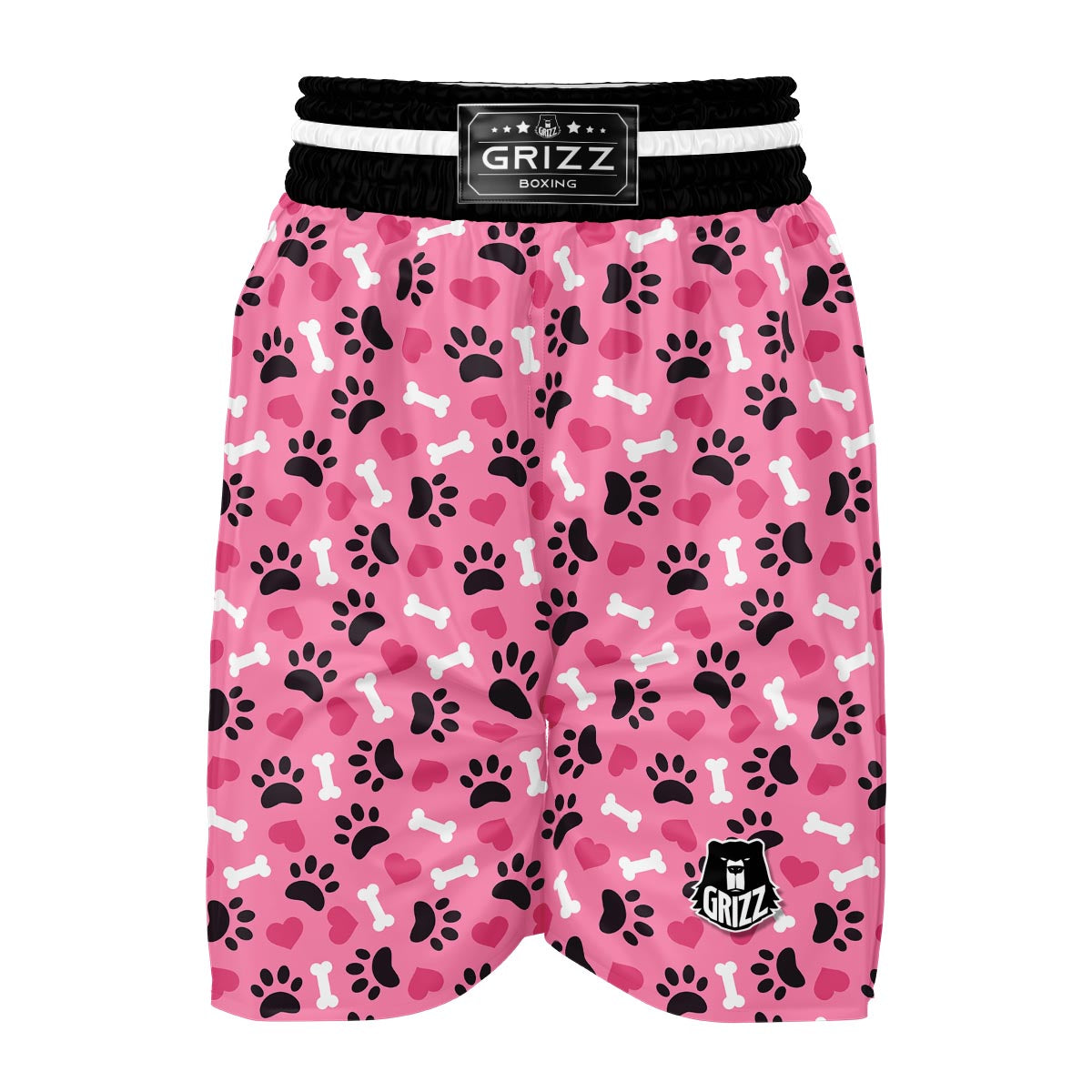 Pattern Print Paw Boxing Shorts-grizzshop