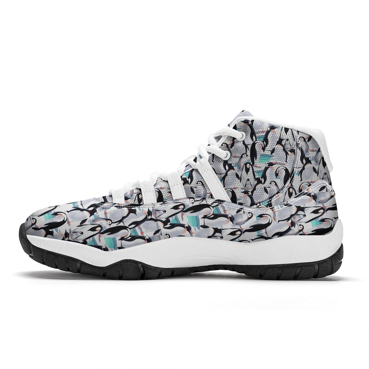 Pattern Print Penguin White Bball Shoes-grizzshop