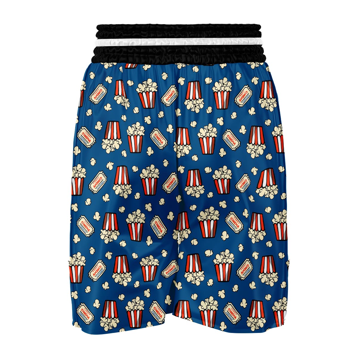 Pattern Print Popcorn Boxing Shorts-grizzshop