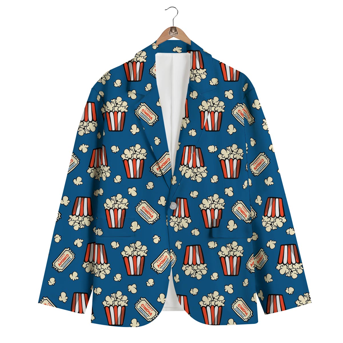 Pattern Print Popcorn Men's Blazer-grizzshop