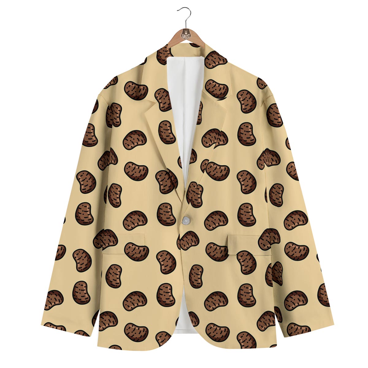 Pattern Print Potato Men's Blazer-grizzshop