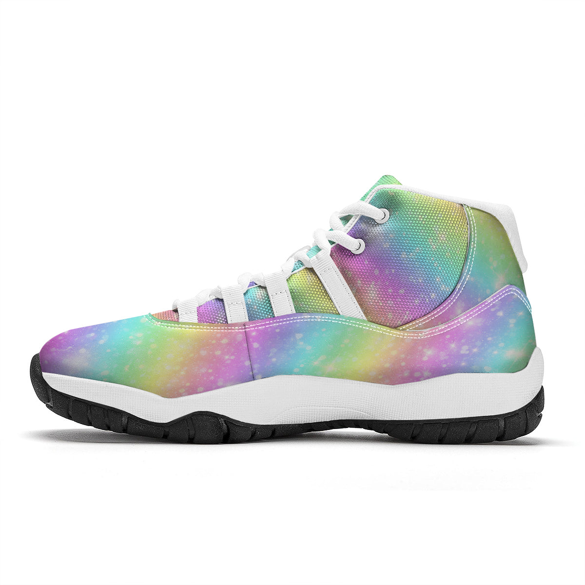 Pattern Print Rainbow Colorful White Bball Shoes-grizzshop