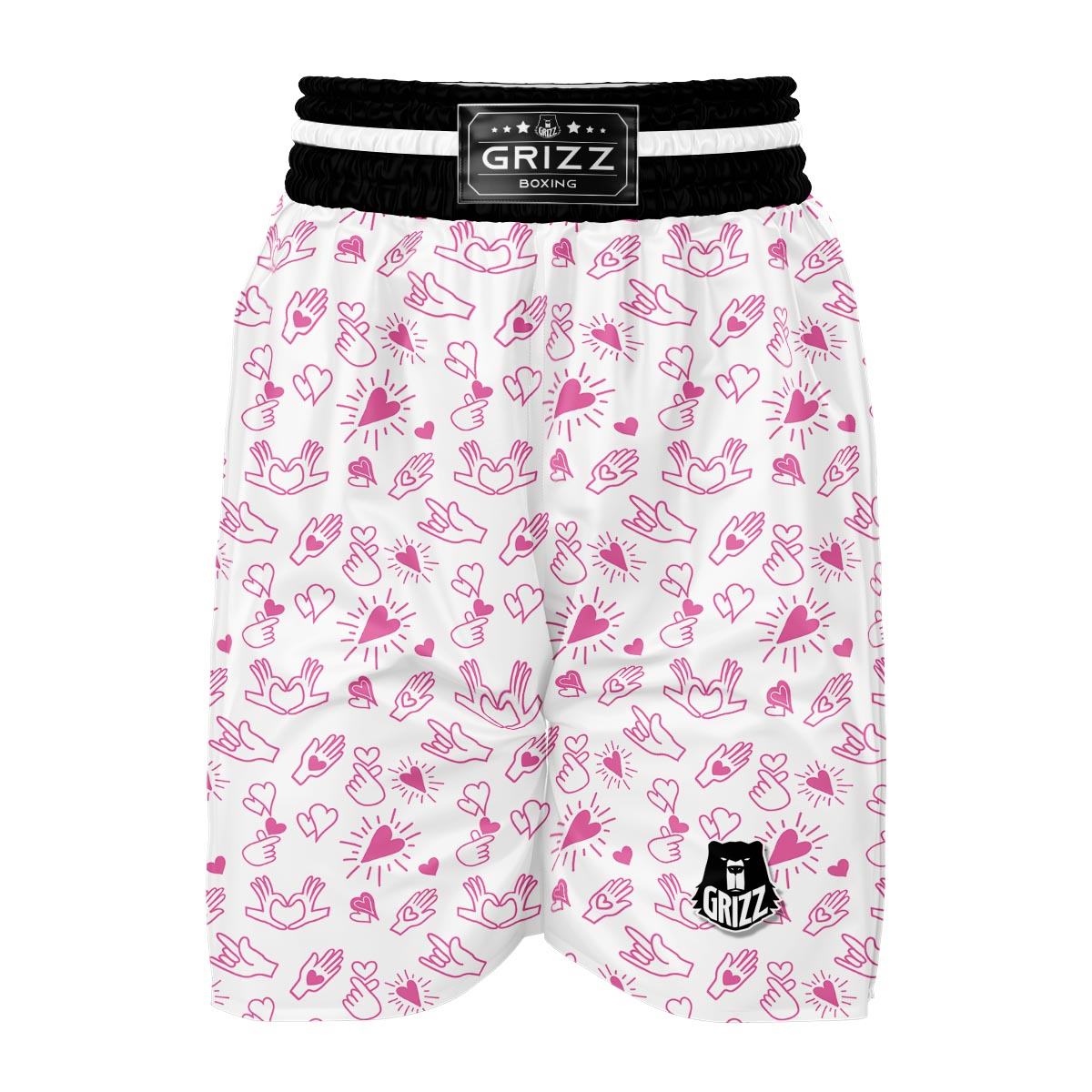 Pattern Print Sign Language Boxing Shorts-grizzshop
