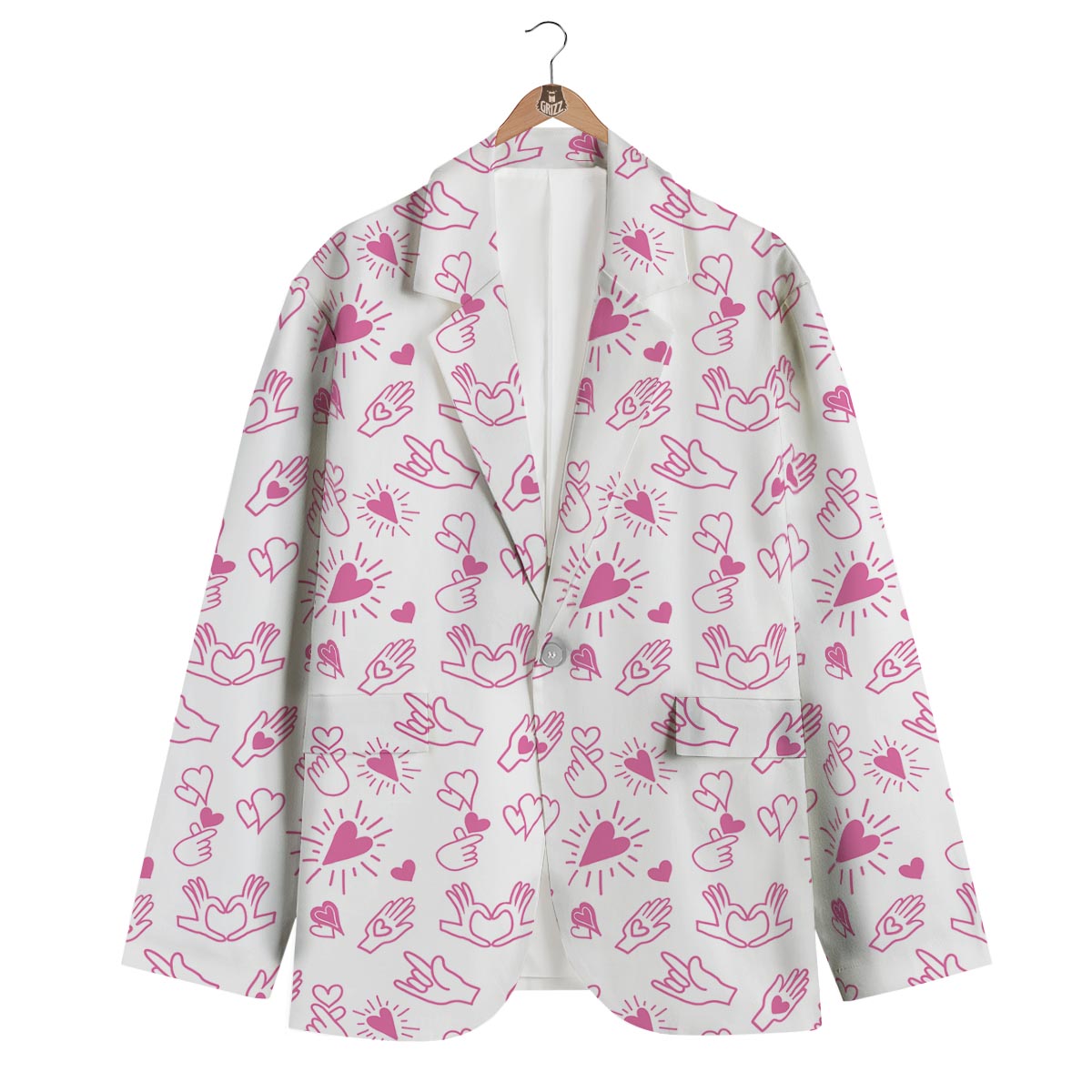 Pattern Print Sign Language Men's Blazer-grizzshop