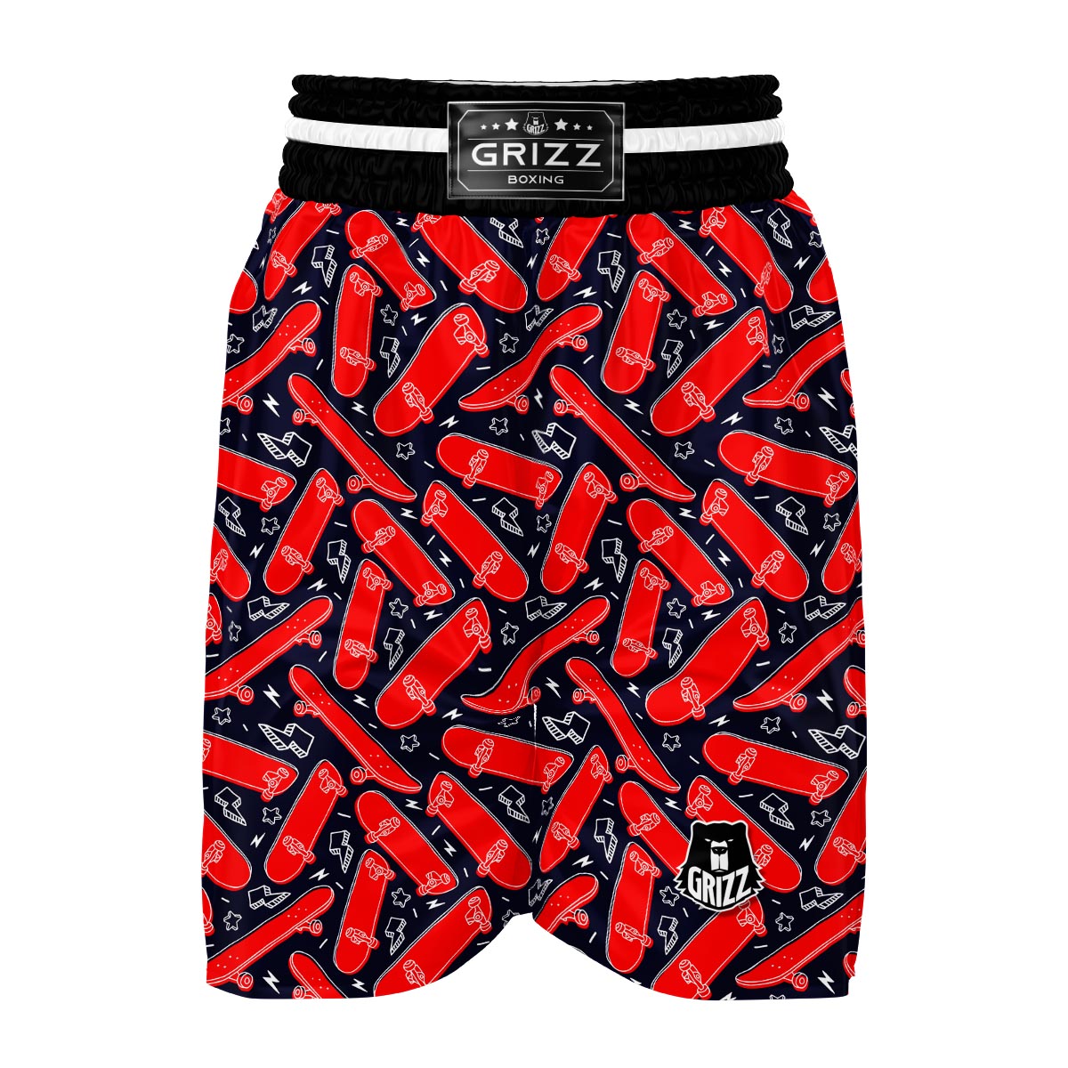 Pattern Print Skateboard Boxing Shorts-grizzshop