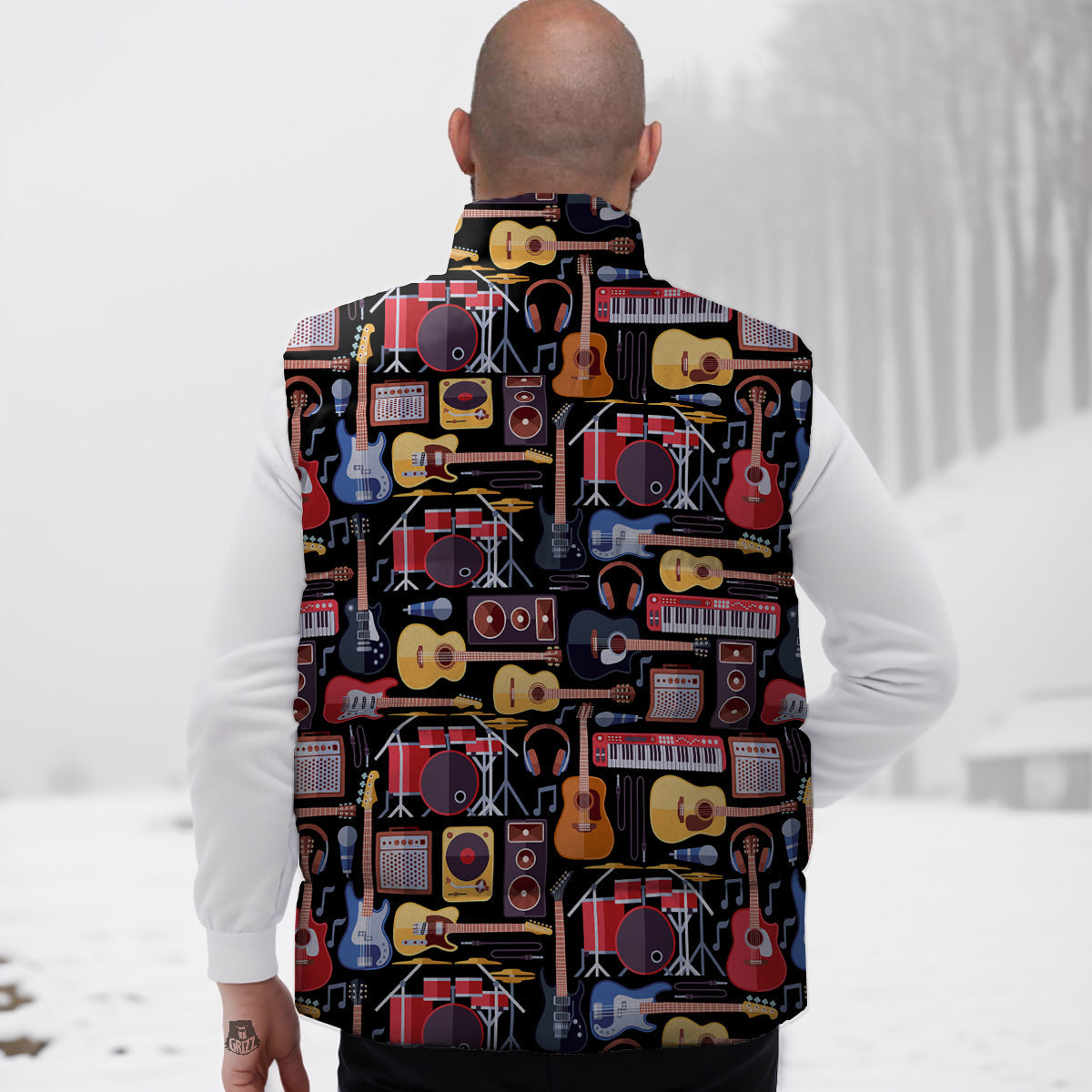 Pattern Print Snail Down Vest-grizzshop