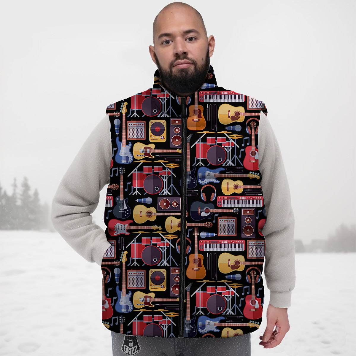 Pattern Print Snail Down Vest-grizzshop